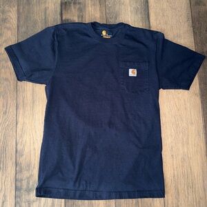 Mens sz Small Carhartt Navy Blue Pocket T-Shirt